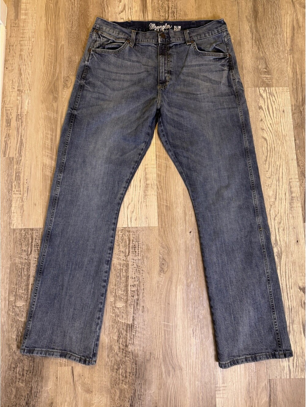 Wrangler Retro Slim Bootcut Jeans Mens Size 36x34 Blue Medium Wash Stretch